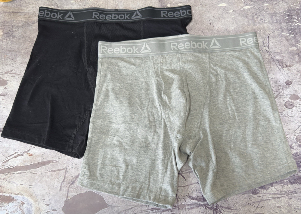 Reebok Performance Boxer Briefs 2 Pack Medium Black Gray